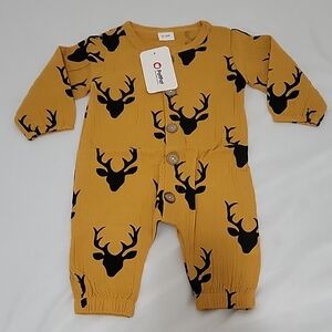 PatPat Golden Deer Print Kids Footie